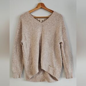 Michael Kors Womens Medium Pullover Knit V-Neck Beige Sweater